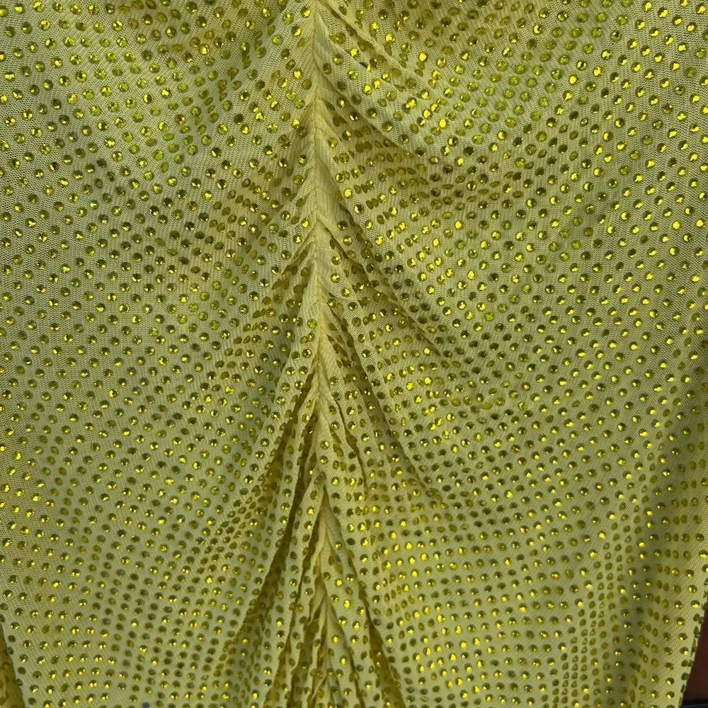 Retrofete Marsann yellow crystal rhinestone dress size small - Picture 12 of 13